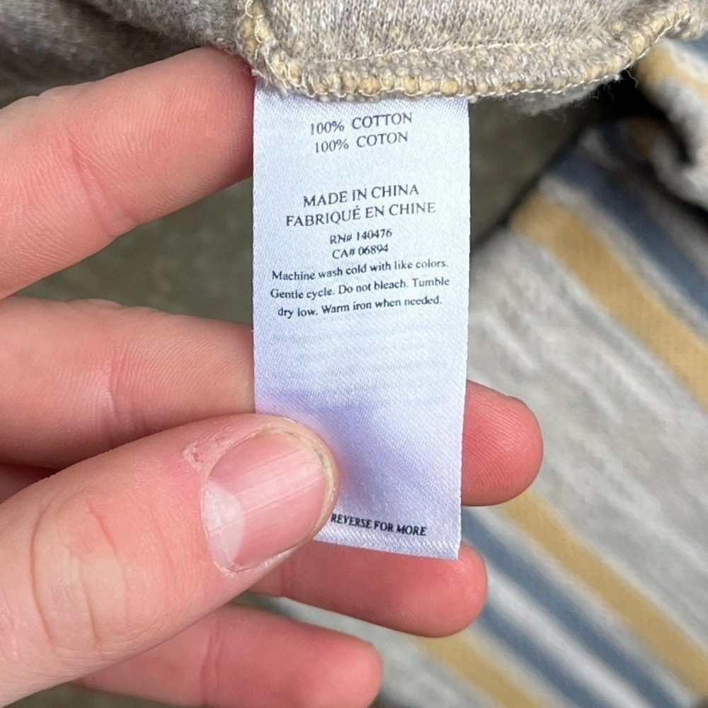 Faherty Mens Striped Baja Hoodie Cotton Knit Pullover Grey Blue MKF2032 XL - Picture 5 of 10
